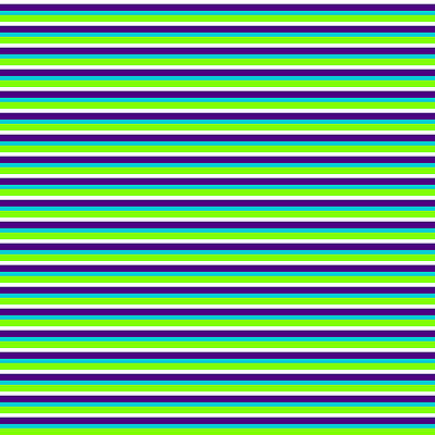 [ Thumbnail: White, Indigo, Dark Turquoise, and Chartreuse Colored Stripes Pattern Acrylic Print ]