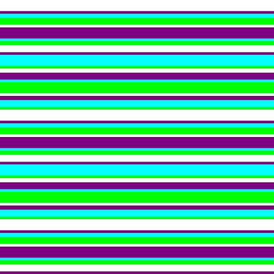 [ Thumbnail: White, Purple, Aqua, and Lime Colored Lined Pattern Metal Print ]