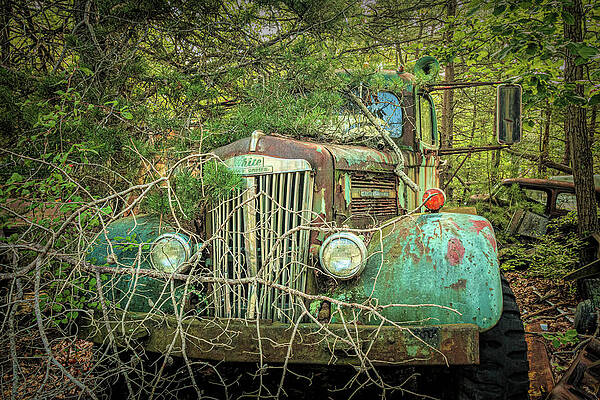 Wall Art - Photograph - White Super Power Truck At Junkyard by Kristia Adams