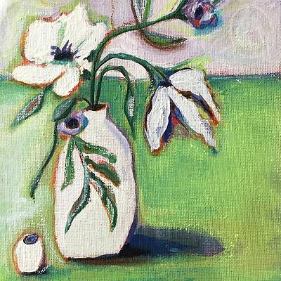 Wall Art - Mixed Media - White Vases by Mary Conner