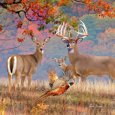 Whitetail Deer Art Squares - October Whitetails by Dale Kunkel Art Whitetail Deer Art Squares - October Whitetails by Dale Kunkel Art