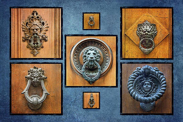 Wall Art - Photograph - Italian Door Knocker Collage 2 by Jill Love