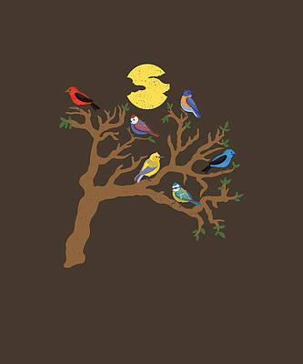Wall Art - Drawing - Wild Nature Lover Gift Design With Trees And Birds Sweatshirt  by Alicia Cosper