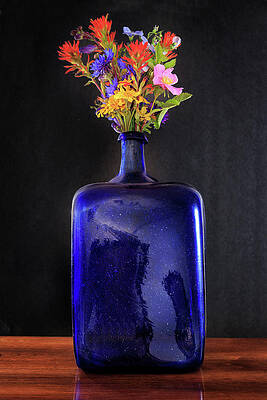 Wildflowers In A Cobalt Blue Bottle by James Eddy Wildflowers In A Cobalt Blue Bottle by James Eddy