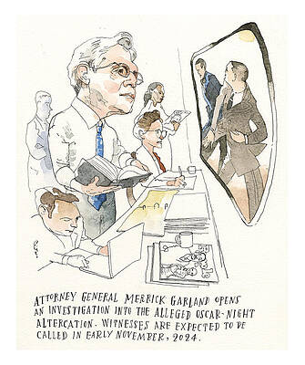 Wall Art - Drawing - Will Smith and Chris Rock at the Oscars What Really Happened by Barry Blitt
