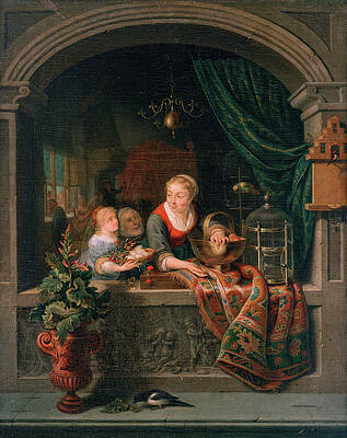 Wall Art - Painting - Willem van Mieris / 'Egg Seller', 18th century, Oil on panel. by Willem van Mieris -1662-1747-