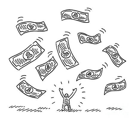 Wall Art - Drawing - Windfall Receipt Of Income Human Figure Drawing by Frank Ramspott