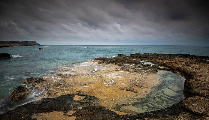 Wall Art - Photograph - Seascape, Rocky beach Stormy sky by Michalakis Ppalis