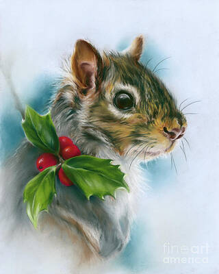 Winter Squirrel with Holly by MM Anderson Winter Squirrel with Holly by MM Anderson