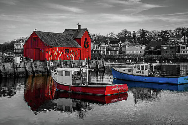 Wall Art - Photograph - Winter Stillness at Motif #1 with Selective Color by Jeff Folger