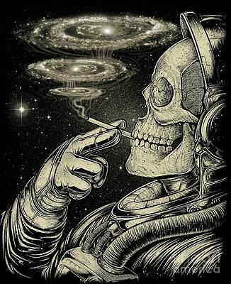 Winya No 31 Relaxing Skeleton Astroanut Smoking by Joshua Zachary