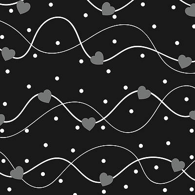  Mixed Media - Wonderful Black And White Version Of Curved Lines With White Bubbles And Grey Hearts Pattern by Unique Decorista
