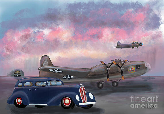 Wall Art - Digital Art - WWII Airfield at Sunset by Doug Gist