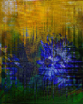 Yellow And Blue Flowers In Abstract by Cordia Murphy Yellow And Blue Flowers In Abstract by Cordia Murphy
