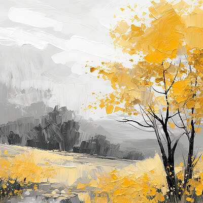 Wall Art - Digital Art - Yellow and Gray Journey by Lourry Legarde