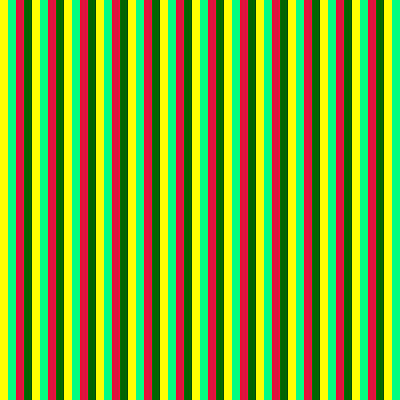 [ Thumbnail: Yellow, Green, Crimson, and Dark Green Colored Lines Pattern Metal Print ]