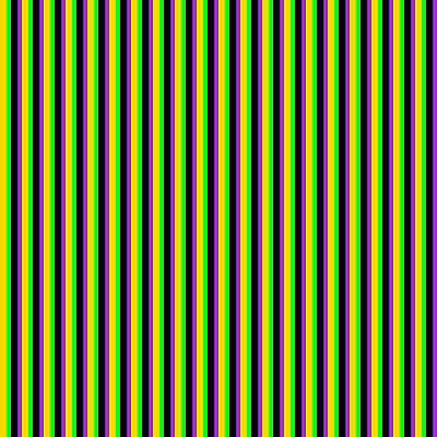 [ Thumbnail: Yellow, Lime, Black, and Dark Orchid Colored Pattern of Stripes Art Print ]