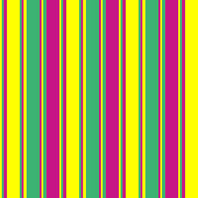 [ Thumbnail: Yellow, Sea Green, and Violet Colored Striped Pattern Framed Print ]