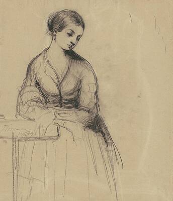 Wall Art - Painting - Young Woman Florence recto  by Seth Wells Cheney American