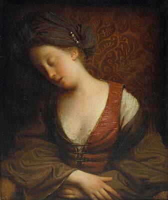 Wall Art - Drawing - Young Woman Sleeping before  art by JeanBaptiste Santerre French