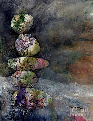 Set of 3 zen watercolor  stacking stones printable home decor balancing rocks digital print wall art