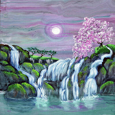 Zen Waterfalls Meditation by Laura Iverson Zen Waterfalls Meditation by Laura Iverson