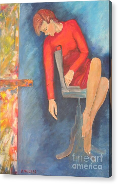 Girl Acrylic Print featuring the painting The Dream by Dagmar Helbig