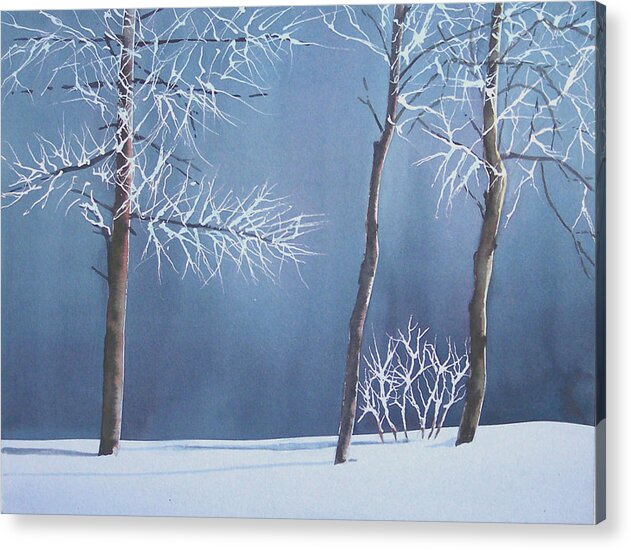 Snow Acrylic Print featuring the painting Frosted Forest #2 by Philip Fleischer