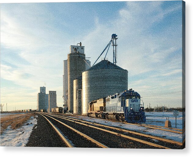 Train Acrylic Print featuring the photograph Blue Train Blue sky by Shirley Heier