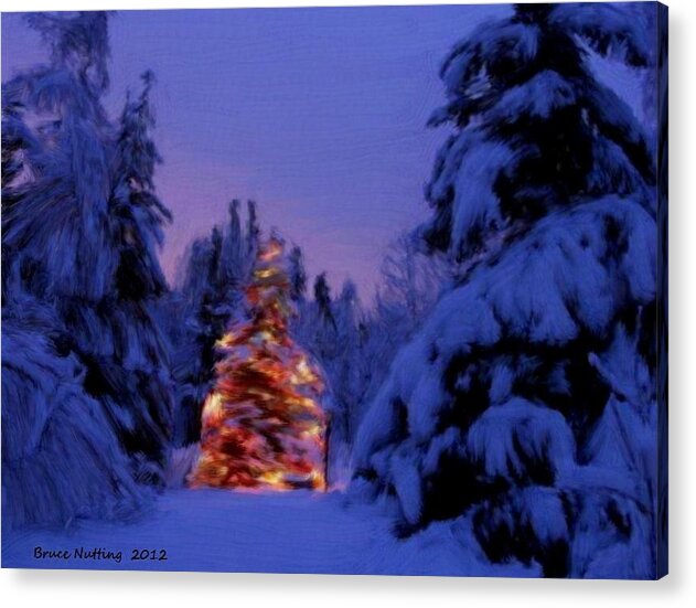 Christmas Acrylic Print featuring the painting Christmas Tree in the Snow by Bruce Nutting