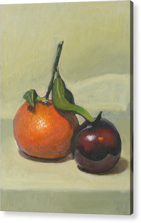 Clementine Acrylic Print featuring the painting Clementine and plum by Peter Orrock