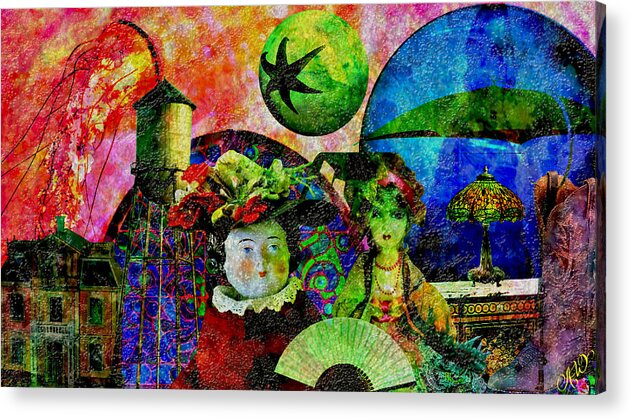 Creepy Abstract Art Acrylic Print featuring the mixed media Doll House Day Trip by Ally White