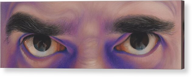 Eyes Acrylic Print featuring the pastel Eyes In The Mirror - Pastel by Ben Kotyuk