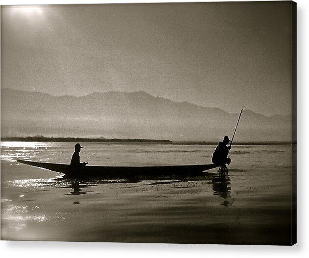 Inle Lake Acrylic Print featuring the photograph Inle Fishermen by Kim Pippinger