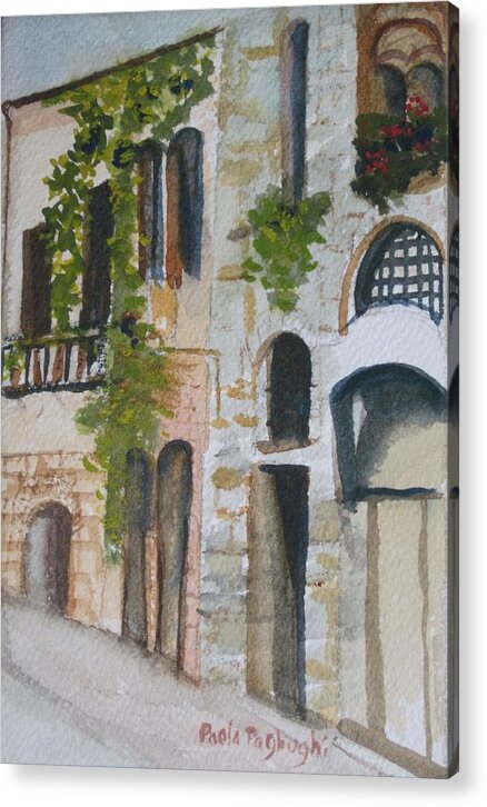 In Italy Acrylic Print featuring the painting Just A Street by Paula Pagliughi