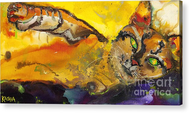 Animal Acrylic Print featuring the painting Paw-Sing by Kasha Ritter