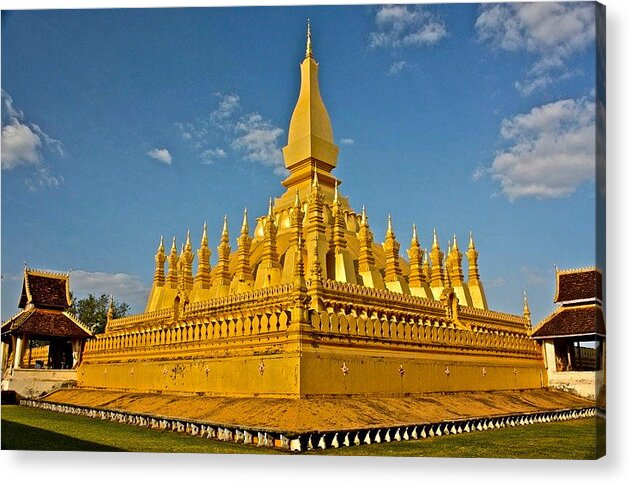 Laos Acrylic Print featuring the photograph Temple of Pha That Luang Laos by Venetia Featherstone-Witty