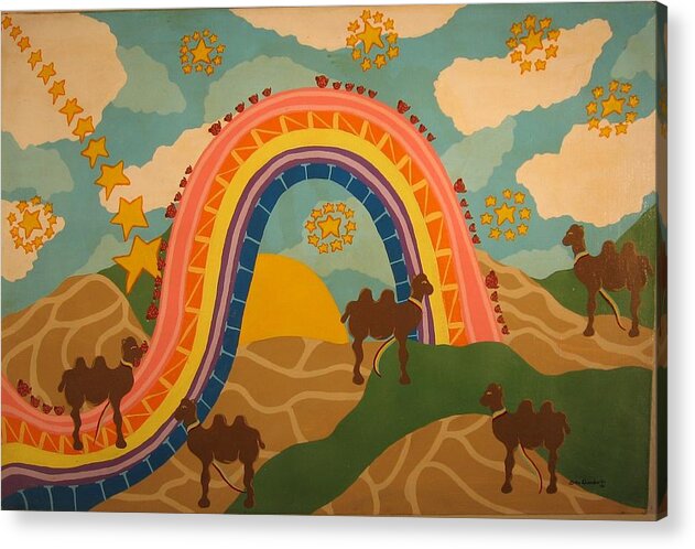 Camels Acrylic Print featuring the painting Rainbows Never End by Erika Jean Chamberlin