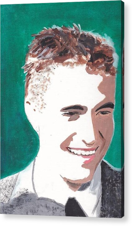 Robert Pattinson Famous Faces Filmstar Movies Actor People Painting Acrylic Oil Acrylic Print featuring the painting Robert Pattinson 146 a by Audrey Pollitt