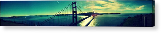 Digital Image Of The San Francisco Golden Gate Panoramic View Acrylic Print featuring the photograph San Francisco Golden Gate Bridge Panoramic view by Patricia Awapara