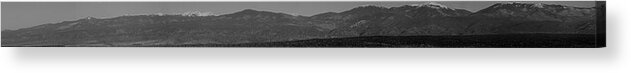 Sangre De Cristo Mountains Acrylic Print featuring the photograph Sangre de Cristo Mountains Black and White Panoramic by Aaron Burrows