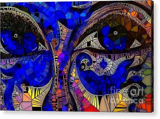 The Eye Stained Abstract Acrylic Print featuring the painting The Eyes Have It. 1 Mosaic by Saundra Myles