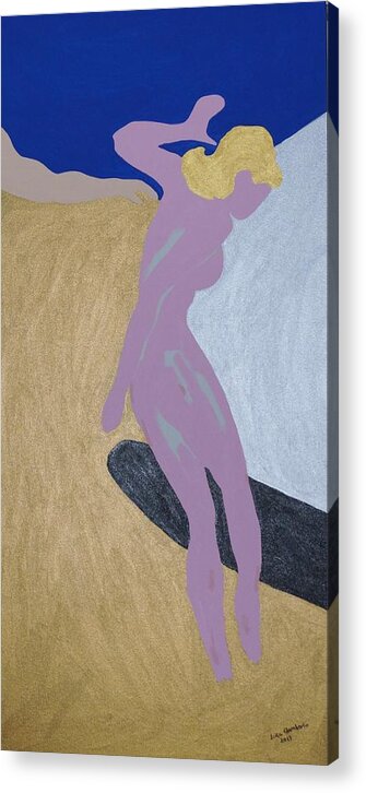 Female Nude Acrylic Print featuring the painting Tipped by Erika Jean Chamberlin