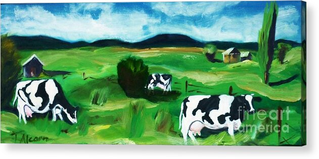 Fresian Acrylic Print featuring the painting Bovine Bliss by Therese Alcorn