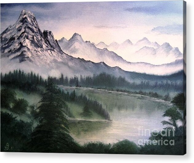Canada Acrylic Print featuring the painting Canadian mountains by Amalia Suruceanu