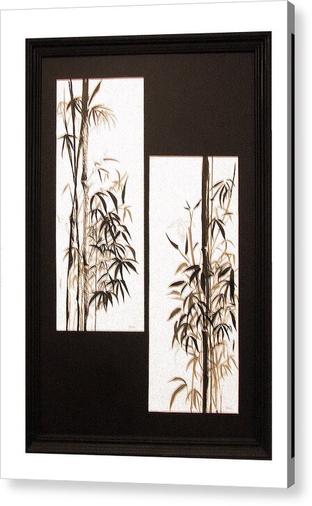 Sumi-i Acrylic Print featuring the painting Double Bamboo by Alethea M