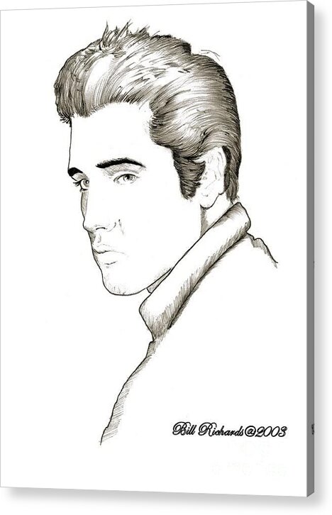 Pen Acrylic Print featuring the drawing Elvis by Bill Richards