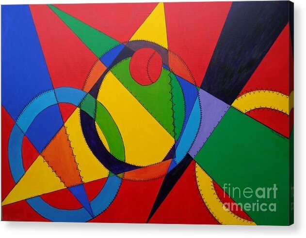 Triangles Acrylic Print featuring the painting Frankenball by Julie Brugh Riffey