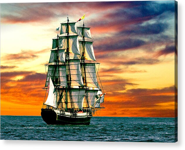 Tall Ship Acrylic Print featuring the photograph Friendship Sunset by Fred LeBlanc