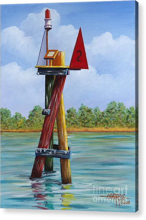 Landscape Acrylic Print featuring the painting Red Channel Marker by Hugh Harris